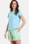 Zivame Aquarelle Woven Loungewear Shorts Set - Lime Cream — thumbnail 3